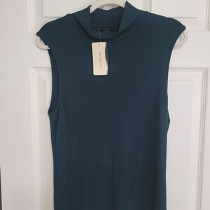 Evereve Teal Mock Neck Tank Top